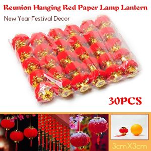 【swan home】30Pcs/Set Lantern Spring Festival New Year Traditional Chinese Red Small Hanging Lantern Festival/ Wedding/ Party Decorations