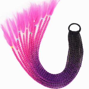 Fishion Hip-hop Style Dirty Wig Women Braided Ponytail Gradient Colored Twist Headdress Ponytail Wig Extension Headwear