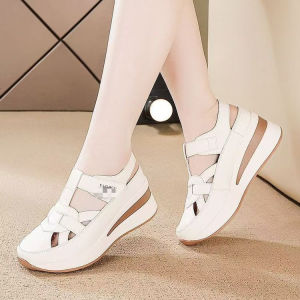 [Free Shipping] Womens Wedge-Heeled Platform-Soled High-Heeled Sandals 2026 Summer New Collection Casual Shoes Hollowed-Out and Breathable Platform-Soled Sandals Womens Flats.