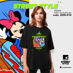 STREET STYLE เสื้อ เสื้อยืดแฟชั่น เสื้อคอกลม แขนสั้น เสื้อพิมพ์ลายการ์ตูนน่ารัก ผ้าโพลีเอสเตอร์ มี 6 ไซส์ (2505-018)