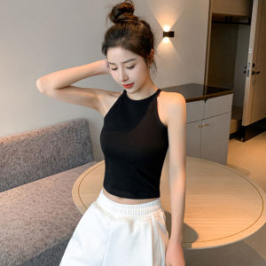 เสื้อกล้ามออกกำลังกายโยคะแบบชิ้นเดียวไร้รอยต่อสำหรับผู้หญิงพร้อมแผ่นรองหน้าอก สีพื้น แขนกุด เข้ารูปทั้งตัว