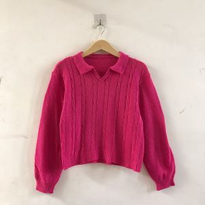 Sweater Rajut Laura Cable Blouse Crop Atasan Wanita Kepang