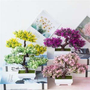 Home Decor Artificial Flowers & Plants Artificial Guest-Greeting Pine Tree Potted Bonsai Home Garden Balcony Decoration Fake Plants Bonsai Hotel Desktop Ornaments