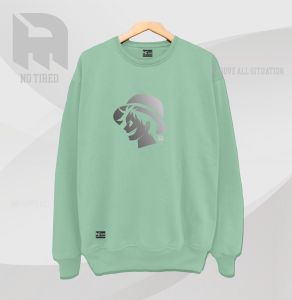 Sweater Crewneck Distro No Tired bandung lokal lengan panjang warna hitam sablon Luffy