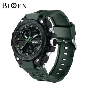 BIDEN Jam Tangan Pria Multifungsi Militer Anti Air Luminous Olahraga Analog&Digital Tali Silikon Jam Tangan Cowok Keren