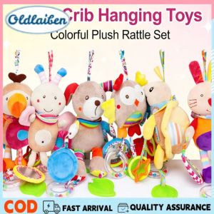 Oldlaiben Baby Crib Stroller Hanging Toy Soft Plush Animal with Bell Clip on Pendant Soothing Teether Toy