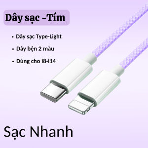 Bộ sạc nhanh (Củ sạc nhanh PD30W + Dây sạc nhanh 1m) - Sạc ở nhiệt độ thấp Dây bện 2 màu chống đứt -Dùng cho dòng i6-i14