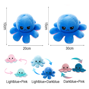 Malaysia Seller - Double-Sided Flip Plush Doll Reversible Mood Octopus Toy for Stress Relief & Room Decor 3 Colors & Sizes Available