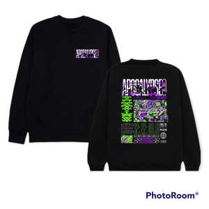 Sweater Crewneck Motif Simpel Horrblesanity Hitam Pria & Wanita