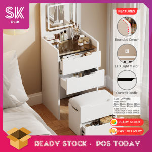 SKplus Dressing Table Set With LED Light Makeup Table Mirror Drawer Cabinet Storage Stool Vanity Table Cosmetic Table - Fulfilled by SKPLUS