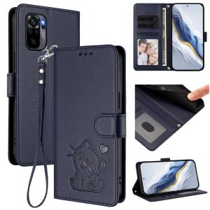 Cute Cat Leather Flip Wallet Phone Case For Poco M3 M5 4G M4 5G Card Slots Wrist Strap Cover Bag