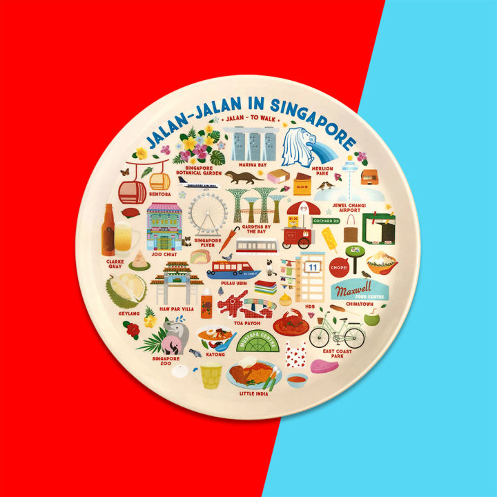 Singapore Souvenir 10 inch Plate Let's Jalan in Singapore (2 designs) Lazada Singapore