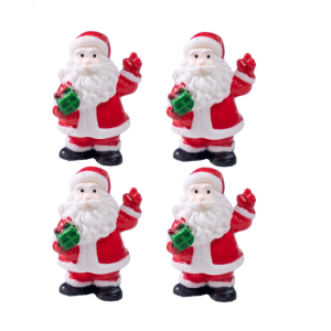 Pack of 4 Premium Resin Santa Statues Detailed Festive Landscape Decorations Hanging Hooks for Seasonal Crafts
