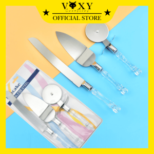 Potongan Pisau Pizza Roti Kue Pancake 3 in 1 Set / Pisau Roda Pizza Adonan Cake Server