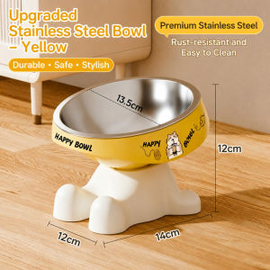 Meilovmao Stainless Steel Elevated Pet Feeder Anti Tip Cat Dog Bowl Tilt Stand Neck Protection Non Slip Bekas Makanan