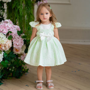 Mqatz tiệc sinh nhật Dresses Cho 12M Bé Gái hoa giáng sinh Hoa nơ to áo cưới Trẻ Em Màu Hồng Trang Phục Chính Thức Gala Trang Phục L2159XZ