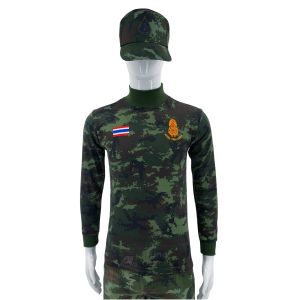 เสื้อทหารแขนยาว กองทัพบก ทบ. ธงชาติไทย สีดำ ลายพราง กรมท่า สีเขียวขี้ม้า