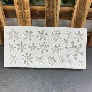 Cetakan Silikon Snowflake coklat puding natal christmas 20 In1 Fondant Clay Cutter Mold Kue Snow