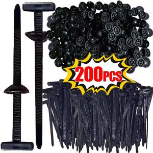 200/100Pcs Cable Ties Buckle Nylon Auto Fastener Screw Replaceable Car Fenders Trunk Engine Guard Panel Wire Clips Management Tool