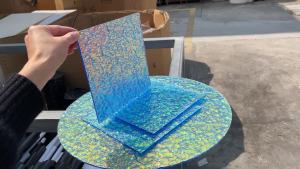 แผ่นอะคริลิคตกแต่งศิลปะพื้นผิวคลื่นสี่เหลี่ยมขนาด 200x200x5 มม. แผ่นสีรุ้งหลากสี ปรับแต่ง DIY แผ่นลูกฟูก