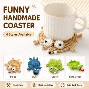 Animal Crochet Cup Coaster Handwoven Finished Coffee Mat Creative Desk Decor for Home Table Tea Coffee Decoration Gift Use