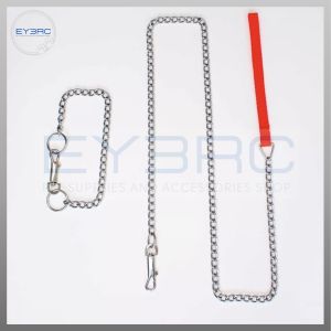 Dog Steel Chain Leash with Collar Nylon Handle