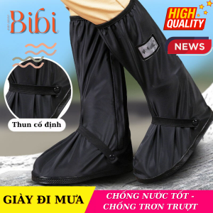 Ủng bao giày đi mưa PVC cao cổ chống nước chống trơn trượt. Bọc giày đi mưa cao cổ có khóa chống thấm chống trơn trượt