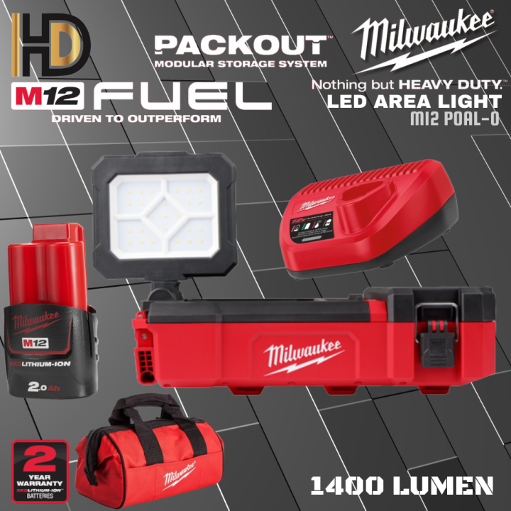Milwaukee M12 POAL PACKOUT LED Area Light With Storage 1400 Lumen