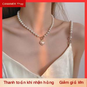 CS Hàn Quốc trang sức thanh lịch Vòng cổ ngọc trai nữ rhinestone vỏ trái tim Mặt dây chuyền