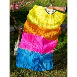 1.8M Silk Belly Dance Fans Dance 100% Real Silk Fans Right Hand Imitation Silk 1.8m Long Dance Fan Hits High Selling Women Quality Silk Belly Dance Fan Dance 100% Real Silk Veils  Long Fan Stage Performance Fans