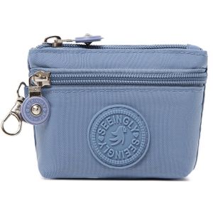 CBHH Solid Color Women Wallet Waterproof Nylon Credit Card Holder Portable with Keychain Mobile Phone Bag Ladies