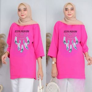 Kaos Oversize Wanita Camila Blus Kaos Katun Combed 24s S M L XL XXL 3XL Blouse Remaja Kekinian Jumbo