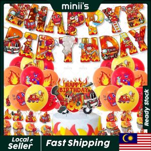 Miniis Construction Vehicle Party Supplies Fire Truck Dump Truck Theme Birthday Decoration Pack PolisThemed Birthday