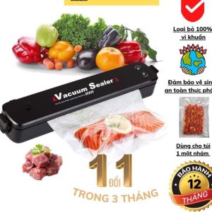 Máy hút chân không bảo quản thực phẩm Vacuum Sealer mini cao cấp tự hàn miệng tiện dụng tặng kèm 10 túi hút