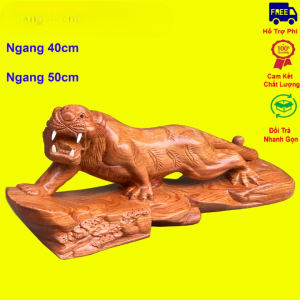 Tượng con hổ gầm dài 40cm và 50cm chất liệu gỗ hương cực đẹp