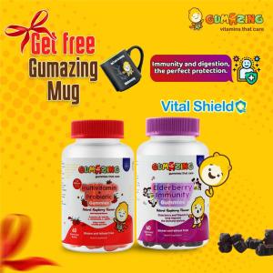 Gumazing Kids Vital shield Combo Pack: Multivitamin + Probiotic & Elderberry Immunity