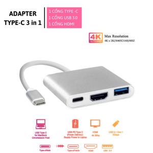 Hub usb type c to hdmicổng chuyển đổi type cusb type c hub mac laptop Đt ra HDMI 4k ra 2 màn hình+audio 5in1