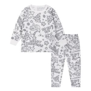 Colorable Two Piece Pajama Set for Children Boys Girls Color Your Own Handcraft Pyjamas  Christmas Kids DIY Coloring Clothing2026