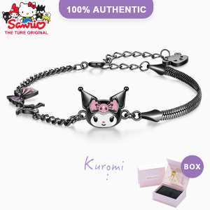 (With Box)100% Authentic Sanrio Kuromi Bracelets for Girls Copper Fashion Bangle Bracelets Jewelry Accessories Birthday Gift Lover Gift 6110