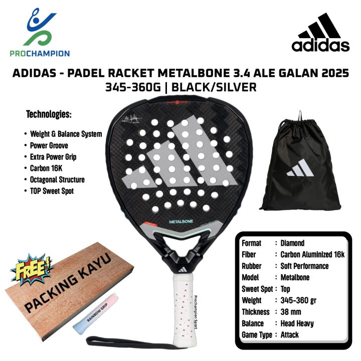 Raket Padel Adidas Metalbone Ale Galan 2025 345-360g Black