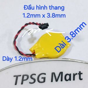 Pin Cmos 2032 - 3V Pin 3V CR2032 / Đầu cắm: 3.8mm x 1.2mm (Đầu 2 lổ dạng hình thang)