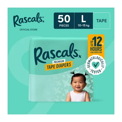 RASCALS Tape Diaper LARGE Single - 50 pcs