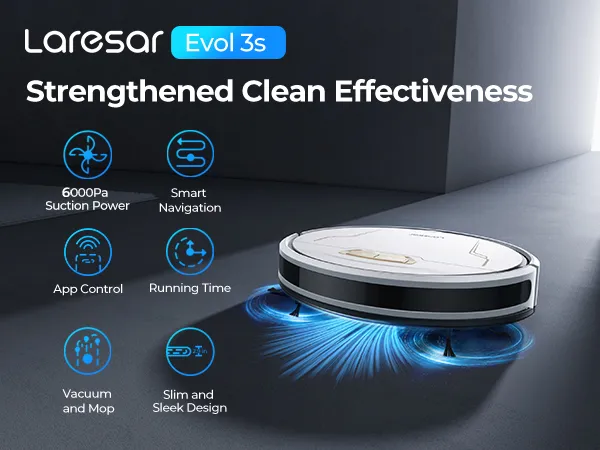 Robotic Cleaner,, Tangle-Free, Strong shops Suction, Low Noise, App Control