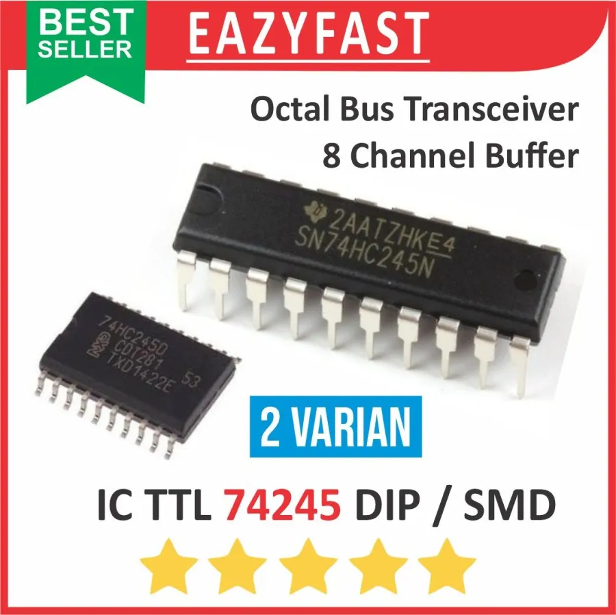 5x SN74LS245N 74LS245 Octal Bus Transceiver IC - DIP-20 - TI/Phil