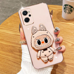 VRQR Labubu Casing for OPPO Realme 9i A36 A76 A96 K10 4G Rotating Bracket with Mirror Soft Shell