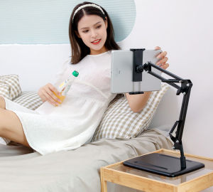 Giá Đỡ iPad Nhôm Kẹp Xoay 360 Độ Gấp Gọn Để Bàn Kiêm Kệ Đỡ Máy Tính Bảng Tablet Điện Thoại Di Động Đa Năng Cao Cấp.