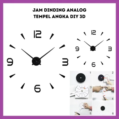 Jam Dinding Tempel DIY Analog 3D / Giant Wall Clock Modern Dekorasi Hiasan Ruang Tamu Kamar Estetik