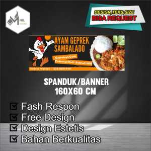 Spanduk Banner Size 160x60 Cm Ayam Geprek Sambalado Free Custom Design