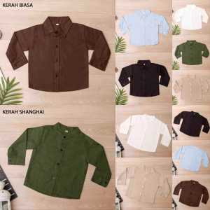 KEMEJA TANGAN PANJANG ADA KERAH ANAK LAKI LAKI BAHAN KATUN LINEN RAMI