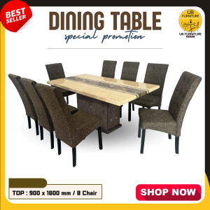 โต๊ะทานข้าว 8 ที่นั่ง ขนาด 900 x 1800 mm รุ่นคาปูชิโน่ (Cappuccino)